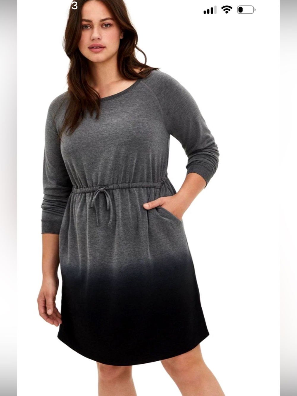 Torrid Skater Dress Drawstring French Terry Heather Grey Ombré Dye Size Large 0
